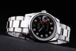 Rolex replica datejust acciaio black brillantini oyster ghiera liscia orologio replica copia imitazione 4us403 - immagine 5