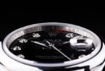 Rolex replica datejust acciaio black brillantini oyster ghiera liscia orologio replica copia imitazione 4us403 - immagine 7