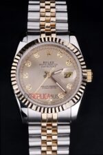 Rolex replica datejust acciaio oro argentèè dial brillantini jubilèè orologio replica copia imitazione 4us404 - immagine 3