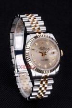 Rolex replica datejust acciaio oro argentèè dial brillantini jubilèè orologio replica copia imitazione 4us404 - immagine 4