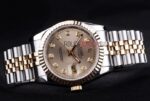 Rolex replica datejust acciaio oro argentèè dial brillantini jubilèè orologio replica copia imitazione 4us404 - immagine 5