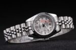 Rolex replica datejust lady acciaio argentèè full brillantini orologio replica copia imitazione 4us405 - immagine 4