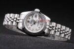 Rolex replica datejust lady acciaio argentèè full brillantini orologio replica copia imitazione 4us405 - immagine 3