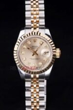 Rolex replica datejust lady acciaio oro argentèè brillantini jubilèè orologio replica copia imitazione 4us410 - immagine 3