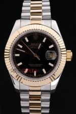 Rolex replica datejust acciaio oro black barrette jubilèè orologio replica copia imitazione 4us413 - immagine 3