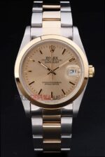 Rolex replica datejust acciaio oro argentèè gold dial ghiera liscia oyster orologio replica copia imitazione 4us416 - immagine 3