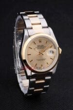 Rolex replica datejust acciaio oro argentèè gold dial ghiera liscia oyster orologio replica copia imitazione 4us416 - immagine 4