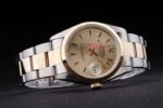 Rolex replica datejust acciaio oro argentèè gold dial ghiera liscia oyster orologio replica copia imitazione 4us416 - immagine 5