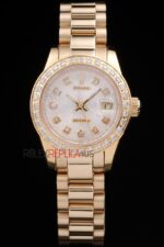 Rolex replica datejust oro argentèè full brillantini jubilèè orologio replica copia imitazione 4us417 - immagine 3