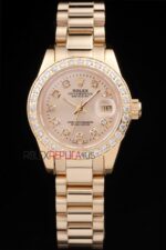 Rolex replica datejust full oro brillantini jubilèè orologio replica copia imitazione 4us418 - immagine 3