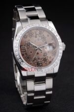 Rolex replica datejust acciaio oyster flower brown orologio replica copia imitazione 4us420 - immagine 3