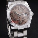 Rolex replica datejust acciaio oyster flower brown orologio replica copia imitazione 4us420