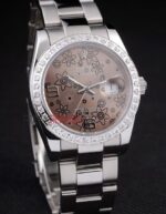 Rolex replica datejust acciaio oyster flower brown orologio replica copia imitazione 4us420