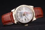Rolex replica datejust rose gold argentèè arab strip leather orologio replica copia imitazione 4us424 - immagine 4