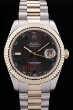 Rolex replica datejust acciaio oro ardesia green roman jubilèè orologio replica copia imitazione 4us428 - immagine 4