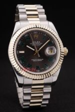 Rolex replica datejust acciaio oro ardesia green roman jubilèè orologio replica copia imitazione 4us428 - immagine 3