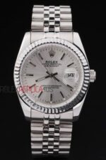 Rolex replica datejust acciaio argentèè barrette jubilèè orologio replica copia imitazione 4us429 - immagine 3