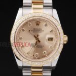 Rolex replica datejust acciaio oro full brillantini gold dial jubilèè orologio replica copia imitazione 4us432