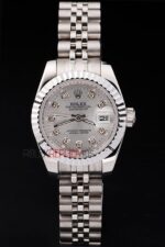 Rolex replica datejust acciaio lady argentèè brillantini jubilèè orologio replica copia imitazione 4us433 - immagine 3
