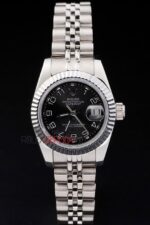 Rolex replica datejust acciaio lady black arab jubilèè orologio replica copia imitazione 4us434 - immagine 3