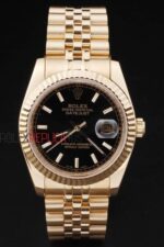Rolex replica datejust gold black barrette jubilèè orologio replica copia imitazione 4us437 - immagine 3