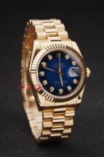 Rolex replica datejust gold blue brillantini jubilèè orologio replica copia imitazione 4us438 - immagine 4