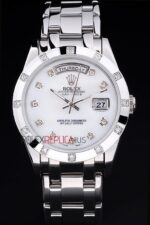 Rolex replica daydate pearlmaster acciaio white brillantini orologio replica copia imitazione 4us440 - immagine 3