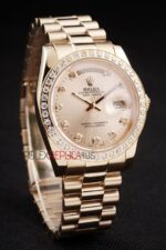 Rolex replica daydate pearlmaster rose gold brillantini orologio replica copia imitazione 4us441 - immagine 3