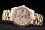 Rolex replica daydate pearlmaster rose gold brillantini orologio replica copia imitazione 4us441 - immagine 5