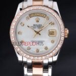 Rolex replica daydate pearlmaster acciaio rose gold white brillantini orologio replica copia imitazione 4us442