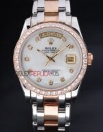 Rolex replica daydate pearlmaster acciaio rose gold white brillantini orologio replica copia imitazione 4us442