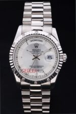 Rolex replica daydate pearlmaster acciaio argentèè barrette orologio replica copia imitazione 4us443 - immagine 3