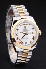 Rolex replica daydate acciaio oro white roman orologio replica copia imitazione 4us444 - immagine 4