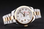 Rolex replica daydate acciaio oro white roman orologio replica copia imitazione 4us444 - immagine 5