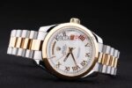 Rolex replica daydate acciaio oro white roman orologio replica copia imitazione 4us444 - immagine 6