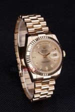 Rolex replica daydate oro giallo brillantini orologio replica copia imitazione 4us445 - immagine 4