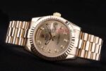 Rolex replica daydate oro giallo brillantini orologio replica copia imitazione 4us445 - immagine 6