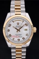 Rolex replica daydate acciaio oro white arab orologio replica copia imitazione 4us446 - immagine 3
