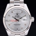 Rolex replica daydate acciaio argentèè brillantini orologio replica copia imitazione 4us448