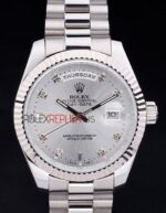 Rolex replica daydate acciaio argentèè brillantini orologio replica copia imitazione 4us448