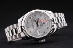 Rolex replica daydate acciaio argentèè brillantini orologio replica copia imitazione 4us448 - immagine 5