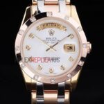 Rolex replica daydate pearlmaster acciaio oro white brillantini orologio replica copia imitazione 4us450