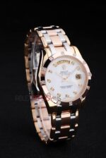 Rolex replica daydate pearlmaster acciaio oro white brillantini orologio replica copia imitazione 4us450 - immagine 4
