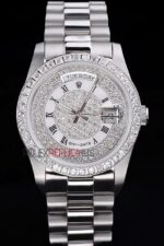 Rolex replica daydate full brillantini SARU orologio replica copia imitazione 4us451 - immagine 3