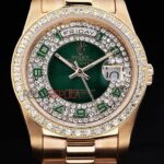 Rolex replica daydate full brillantini SARU green arab orologio replica copia imitazione 4us452