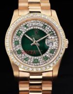 Rolex replica daydate full brillantini SARU green arab orologio replica copia imitazione 4us452