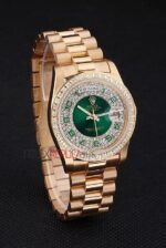 Rolex replica daydate full brillantini SARU green arab orologio replica copia imitazione 4us452 - immagine 4