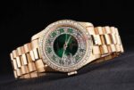 Rolex replica daydate full brillantini SARU green arab orologio replica copia imitazione 4us452 - immagine 6