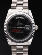 Rolex replica daydate acciaio black roman orologio replica copia imitazione 4us453