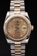 Rolex replica daydate acciaio oro gold dial orologio replica copia imitazione 4us455 - immagine 3